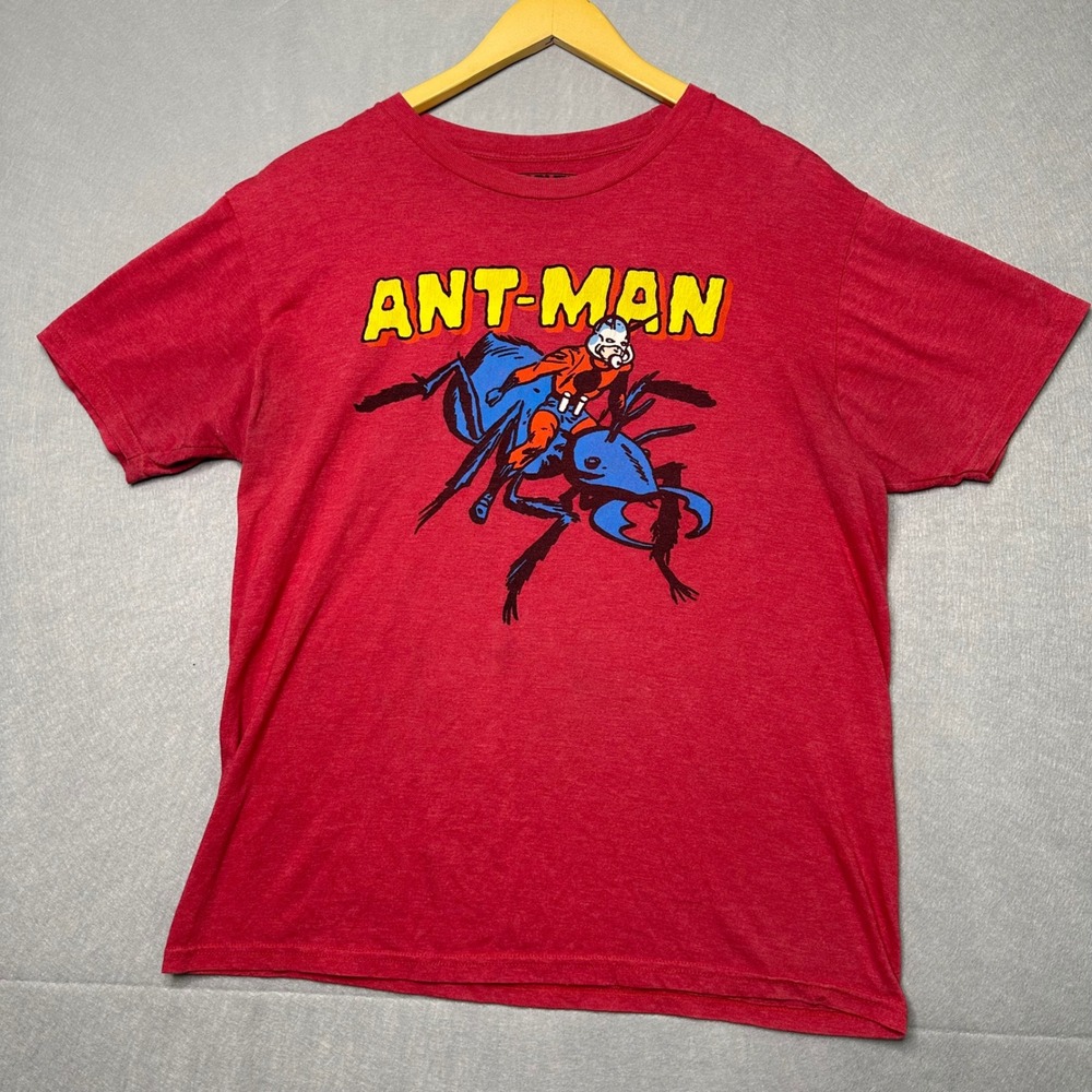Marvel Men T-Shirt Large Red Excellent Ant-Man Graphic Retro Comic Tee